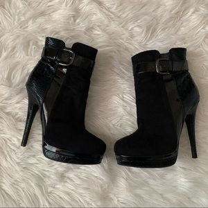 Black high heel bootie.